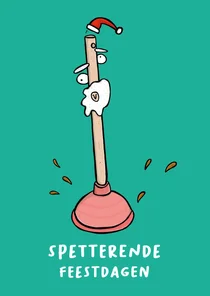 Kerstkaart spetterende feestdagen ontstopper.