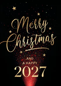 Kerstkaart sprankelend rood vuurwerk 2027