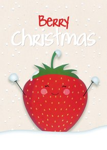 Kerstkaart staand strawberry Berry Christmas 