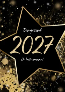 Kerstkaart ster 2027 goud