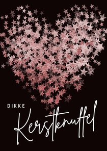 Kerstkaart sterren glitter hart roze