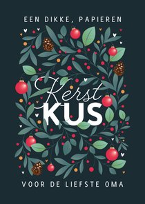 Kerstkaart stijlvol illustratie kerstballen winter kus kerst