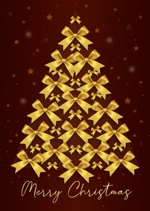 Kerstkaart strikken boom goudlook