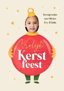 Kerstkaart vrolijk kerstfeest kerstbal foto sterren