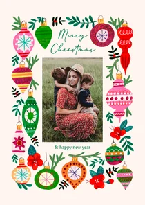 Kerstkaart vrolijke kerstballen illustratie rand