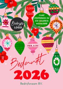 Kerstkaart vrolijke retro illustratie kerstballen