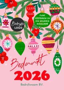 Kerstkaart vrolijke retro illustratie kerstballen