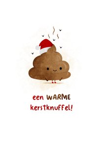 Kerstkaart warme kerstknuffel met drol