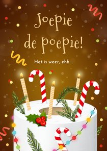 Kerstkaart wc rollen boom te laat