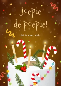 Kerstkaart wc rollen boom te laat
