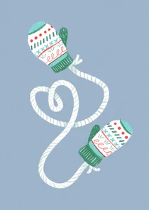 Kerstkaart winterse wanten met hart