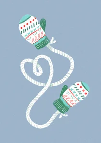 Kerstkaart winterse wanten met hart