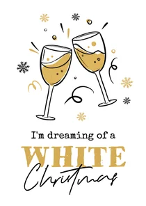 Kerstkaart witte wijn white christmas humor