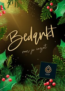 Kerstkaart zakelijk bedankt met realistische kersttakken