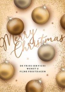 Kerstkaart zakelijk gouden kerstballen