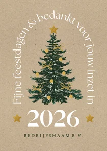 Kerstkaart zakelijk kraft goudflook kerstboom stijlvol ster