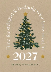 Kerstkaart zakelijk kraft goudflook kerstboom stijlvol ster