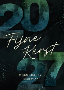 Kerstkaartje 2027 groen blauw fijne kerst jaartal
