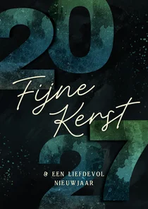 Kerstkaartje 2027 groen blauw fijne kerst jaartal