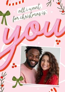 Kerstkaartje all i want for christmas is you met foto