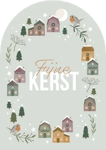Kerstkaartje kerstdorp 'Fijne kerst'