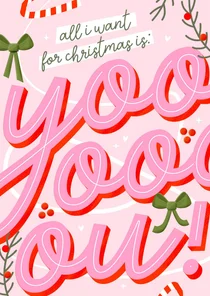 Kerstkaartje vrolijk all i want for christmas is you 