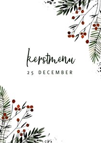 Kerstmenu kaart bessentakjes