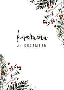 Kerstmenu kaart bessentakjes