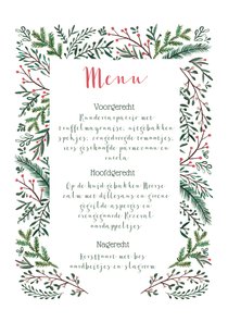 Kerstmenu kaart dennetakjes elegant