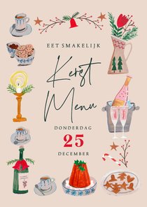 Kerstmenu kerst doodles illustratie eten en drinken