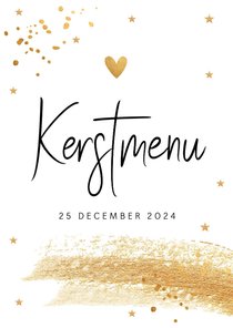 Kerstmenukaart confetti goudlook