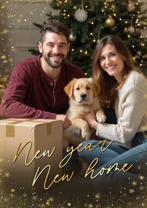 Kerstverhuiskaart new year new home grote foto goudlook