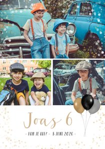 Kinderfeest uitnodiging fotocollage met ruimte voor 3 foto's