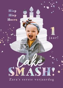 Kinderfeestje 1 jaar cake smash taart foto holografisch