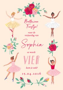 Kinderfeestje ballerina ballet en roosjes