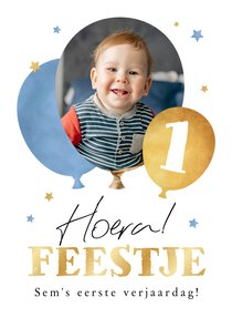 Kinderfeestje ballonnen 1 jaar sterren goud foto