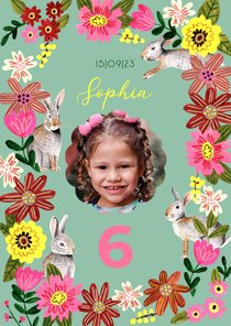 Kinderfeestje bloemen en konijnen