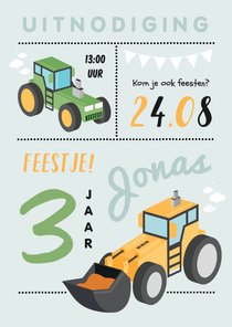 Kinderfeestje boerderij tractor grafamachine stoer jongen