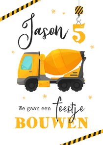 Kinderfeestje bouwen cementwagen hijskraan