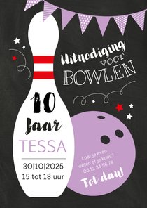 Kinderfeestje bowlen paarse bal