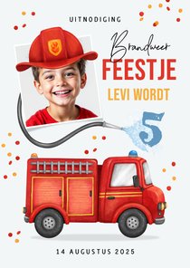 Kinderfeestje brandweer thema uitnodiging foto vuur