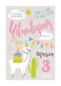 Kinderfeestje feestelijke lama met hoedje