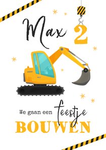 Kinderfeestje feestje bouwen graafmachine hijskraan