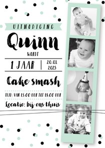 Kinderfeestje fotostrip cake smash mint 