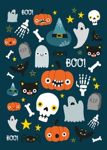 Kinderfeestje Halloween met vrolijke illustraties