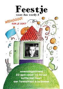 Kinderfeestje huisje met foto van je eigen kind