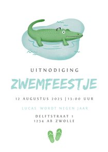 Kinderfeestje jongen zwemfeestje krokodil zomer