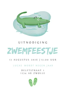 Kinderfeestje jongen zwemfeestje krokodil zomer
