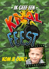 Kinderfeestje Knalfeest camouflage strip foto groen
