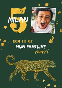 Kinderfeestje leopard goudlook met foto en spetters